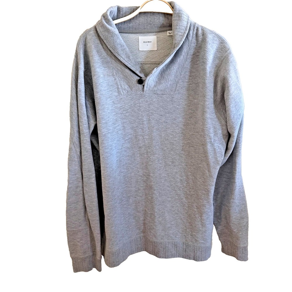 Billy Reid Mens Peacoat Sweater Heather Grey L Large Y2K USA Clean Winter